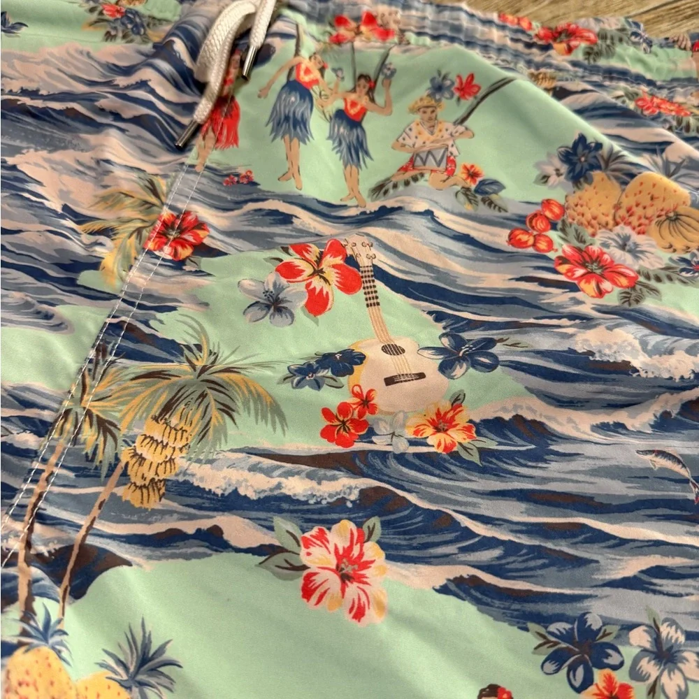 Vintage Polo Ralph Lauren 3XB Big Swim Trunks Hawaiian Tiki Retro Print 90s Y2K